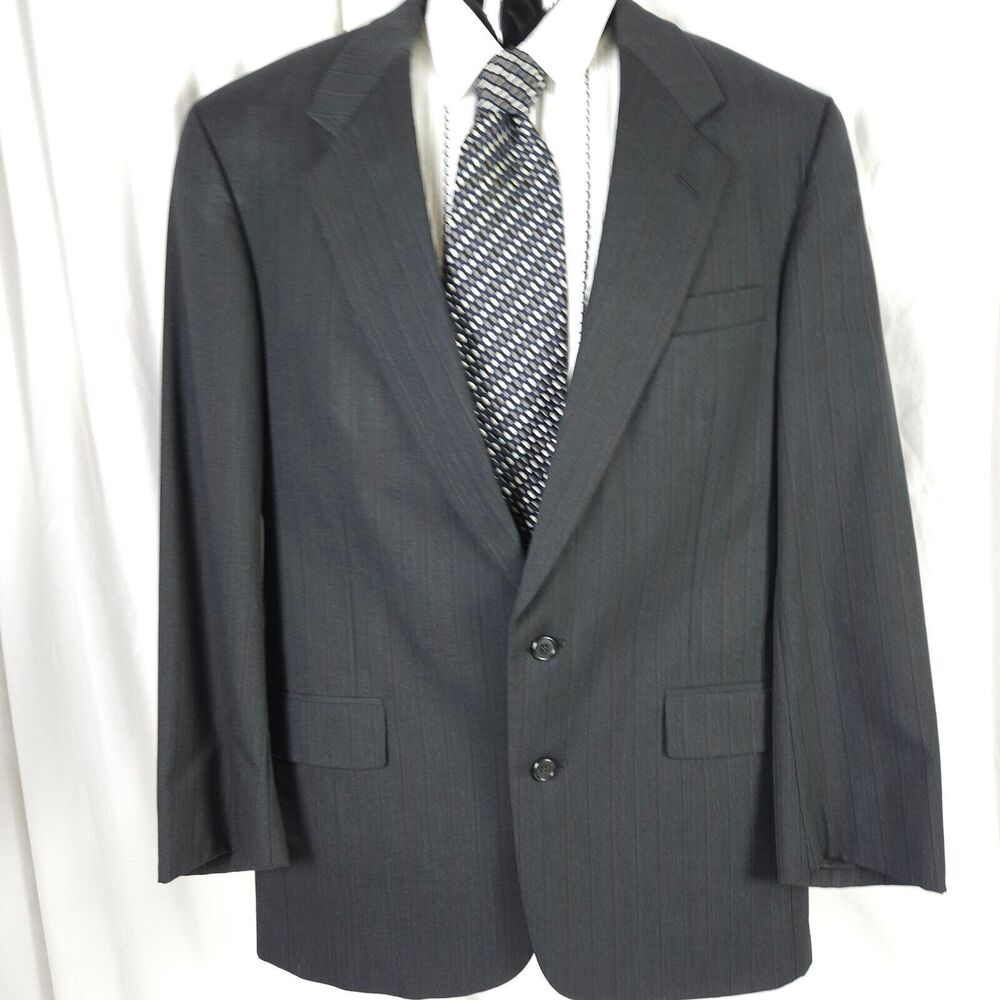 Austin Reed Men's‎ 40R Charcoal Stripe Virgin Wool Sport Coat Blazer